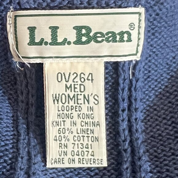 Vintage L.L.Bean Linen Cotton Blend Knit Sweater Vest Women’s Medium Blue Button - Picture 3 of 7